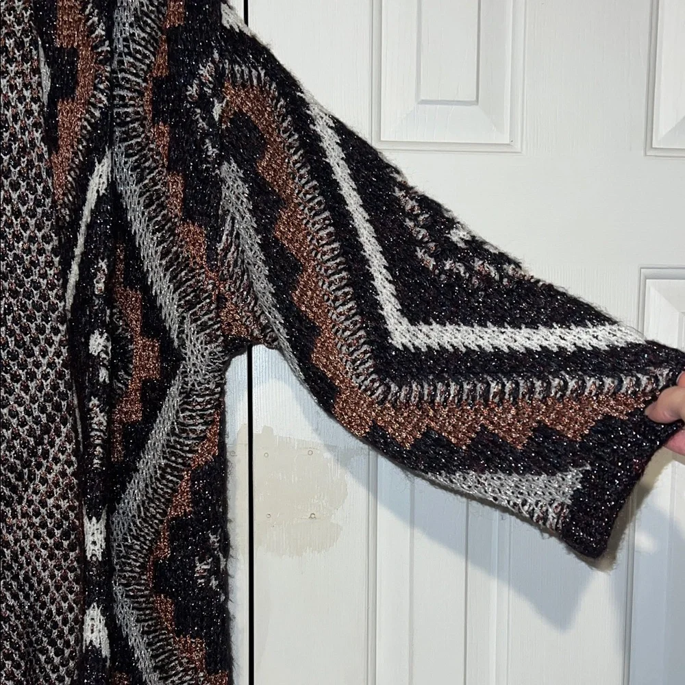MNG MANGO Rare Oversized Chunky Knit Glittery Boho Cardigan - Picture 7 of 16